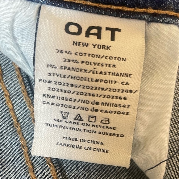 OAT New York High Rise Wide Leg Denim Trouser, Rhinestone Detail, Raw Hem, Sz 2 - Picture 16 of 16